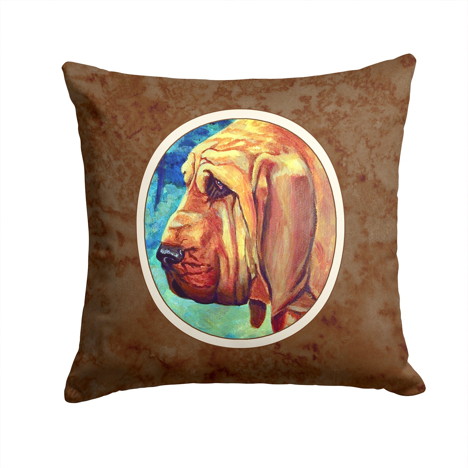 Bloodhound Decorative Throw Pillow 14x14 Indoor Outdoor Accent Cushion, Fabric Cover with Insert for Sofa, Bed, Porch & Living Room