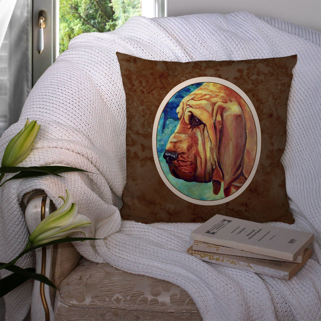 Bloodhound Decorative Throw Pillow 14x14 Indoor Outdoor Accent Cushion, Fabric Cover with Insert for Sofa, Bed, Porch & Living Room