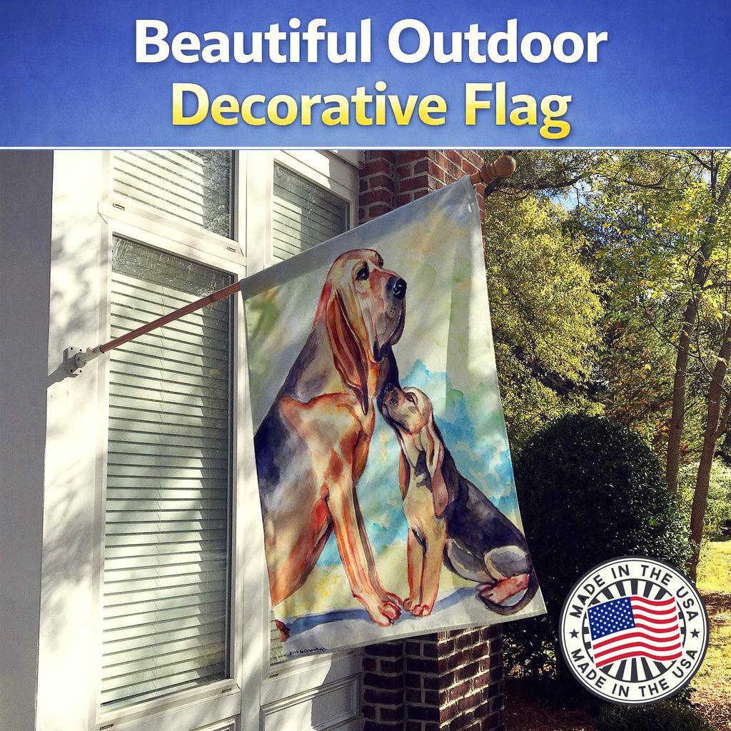 Bloodhound Momma's Love House Flag 28x40 Porch Sleeve Pole Decorative Outside Yard Banner Artwork Wall Hanging, Polyester
