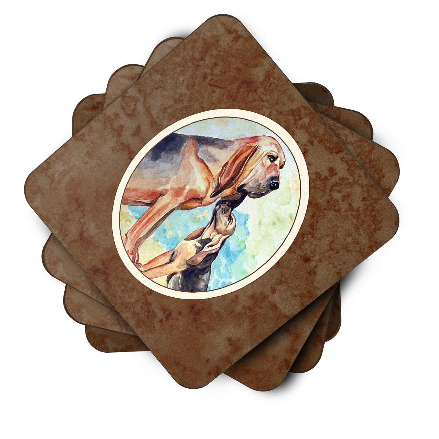 Bloodhound Momma's Love Foam Coasters Set of 4 Cup Coasters for Indoor Outdoor, Tabletop Protection, Anti Slip, Mouse pad Material