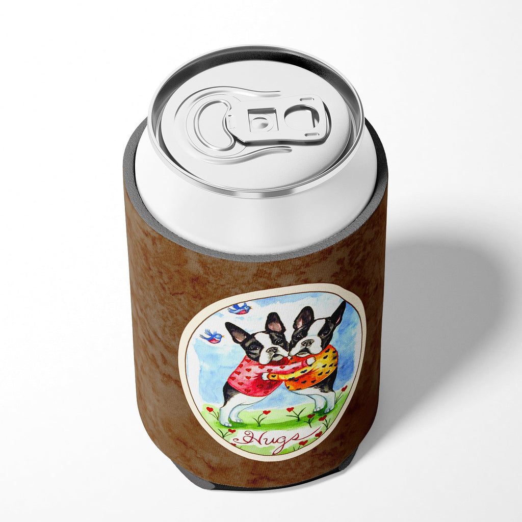 Hugs Boston Terrier Can or Bottle Hugger Cooler Sleeve for Standard 12 oz Cans, Insulated Foam Beer & Soda Can Hugger Reusable