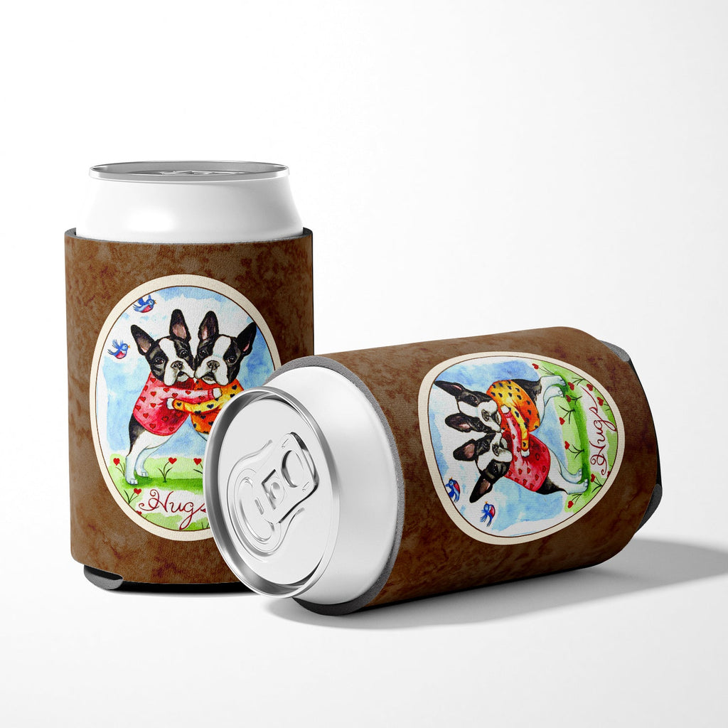 Hugs Boston Terrier Can or Bottle Hugger Cooler Sleeve for Standard 12 oz Cans, Insulated Foam Beer & Soda Can Hugger Reusable