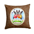 Hugs Boston Terrier Decorative Throw Pillow 14x14 Indoor Outdoor Accent Cushion, Fabric Cover with Insert for Sofa, Bed, Porch & Living Room