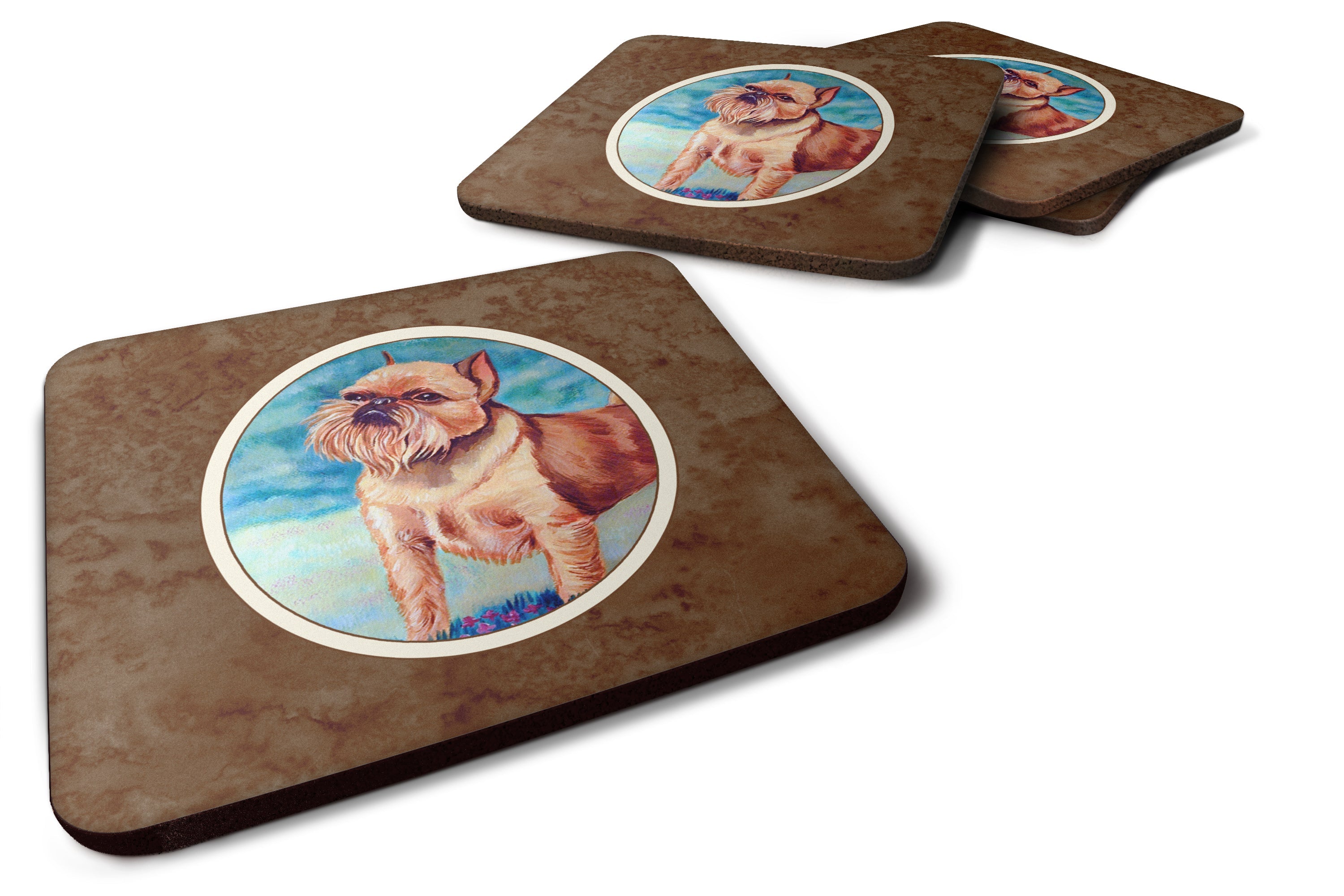 Brussels Griffon Foam Coasters Set of 4 Cup Coasters for Indoor Outdoor, Tabletop Protection, Anti Slip, Mouse pad Material