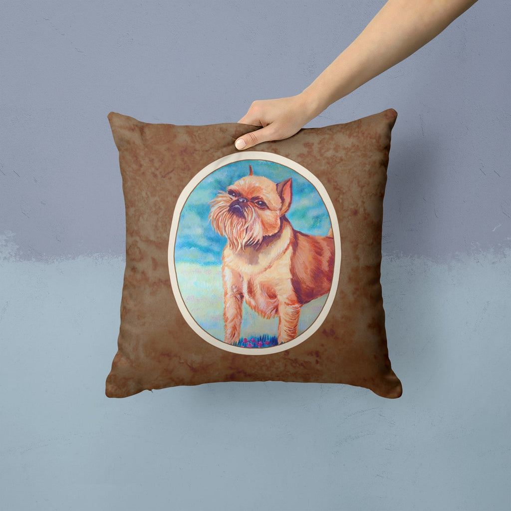 Brussels Griffon Decorative Throw Pillow 14x14 Indoor Outdoor Accent Cushion, Fabric Cover with Insert for Sofa, Bed, Porch & Living Room