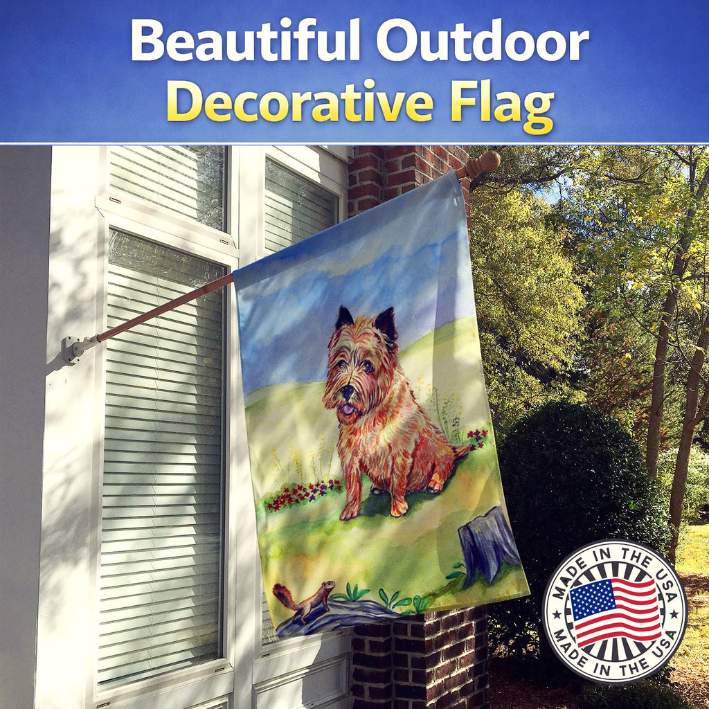 Cairn Terrier and the Chipmunk House Flag 28x40 Porch Sleeve Pole Decorative Outside Yard Banner Artwork Wall Hanging, Polyester