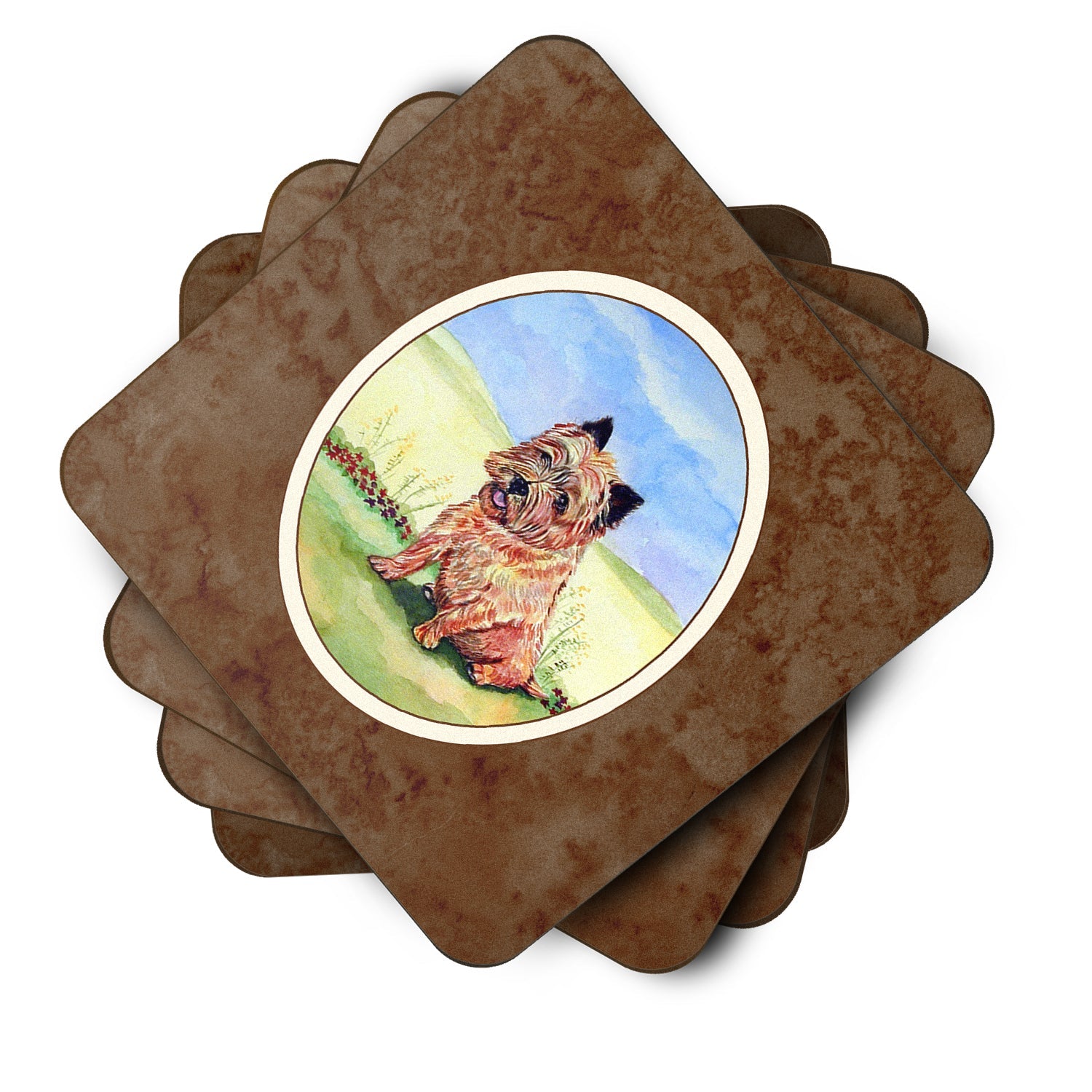Cairn Terrier and the Chipmunk Foam Coasters Set of 4 Cup Coasters for Indoor Outdoor, Tabletop Protection, Anti Slip, Mouse pad Material