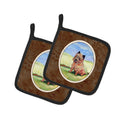 Cairn Terrier and the Chipmunk Pot Holder Set of 2 Heat Resistant Quilted Hot Pads 7.5 x 7.5 Inch, Insulated Kitchen Trivets for Cooking & Baking