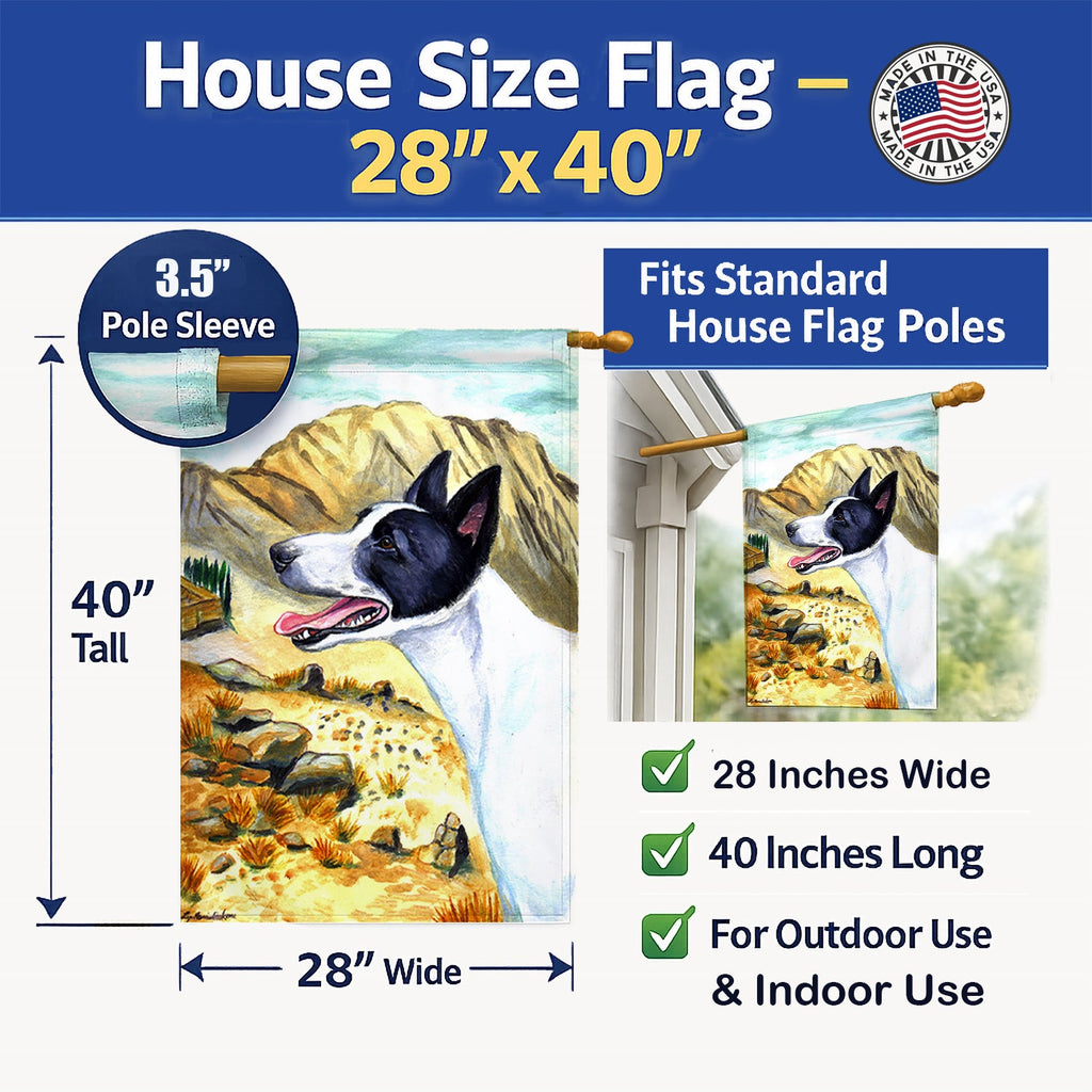 Canaan Dog House Flag 28x40 Porch Sleeve Pole Decorative Outside Yard Banner Artwork Wall Hanging, Polyester