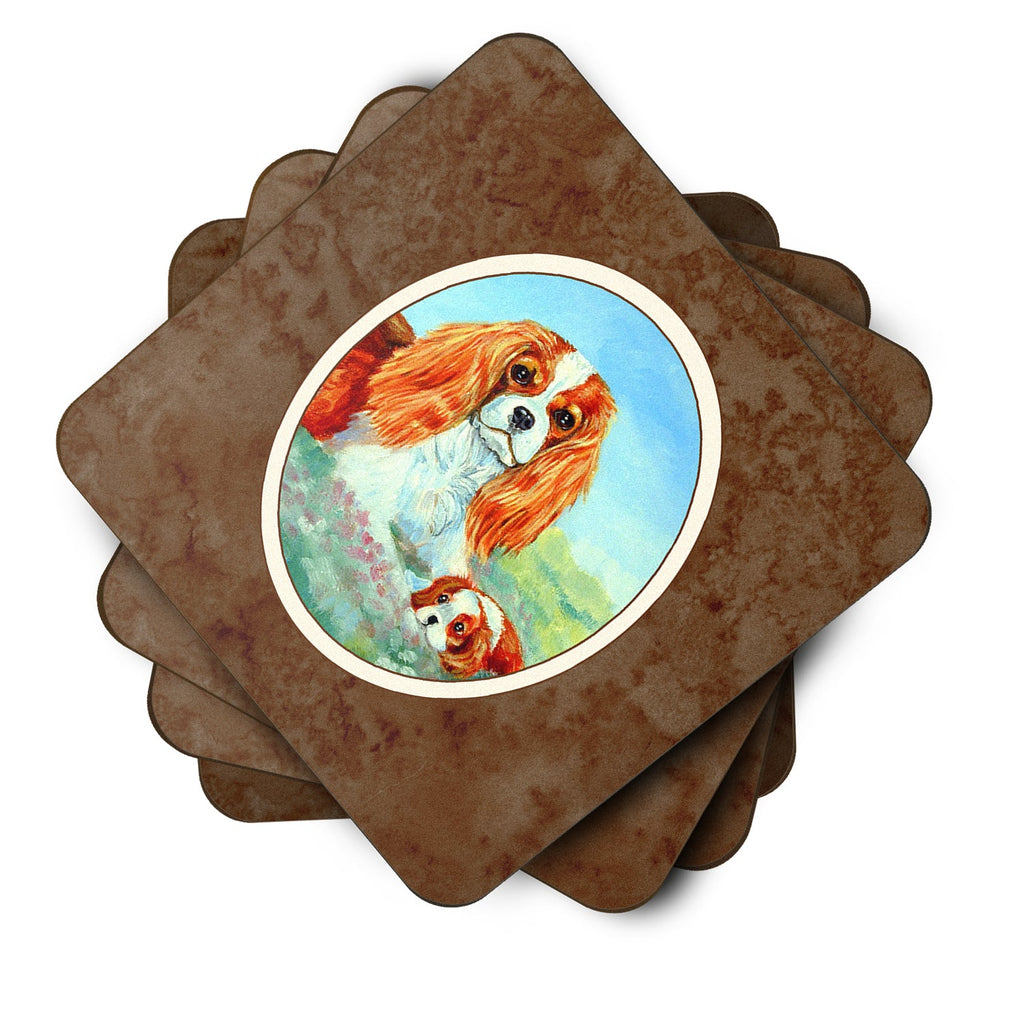 Cavalier Spaniel Momma's Love Foam Coasters Set of 4 Cup Coasters for Indoor Outdoor, Tabletop Protection, Anti Slip, Mouse pad Material