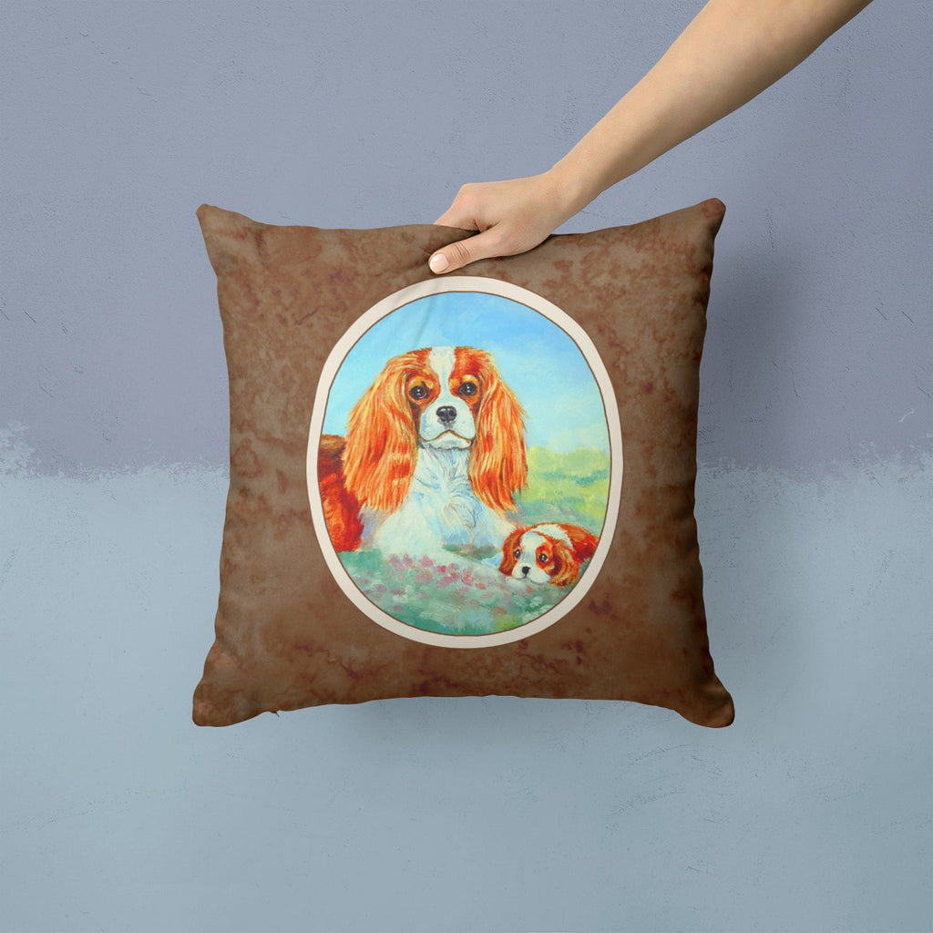 Cavalier Spaniel Momma's Love Decorative Throw Pillow 14x14 Indoor Outdoor Accent Cushion, Fabric Cover with Insert for Sofa, Bed, Porch & Living Room