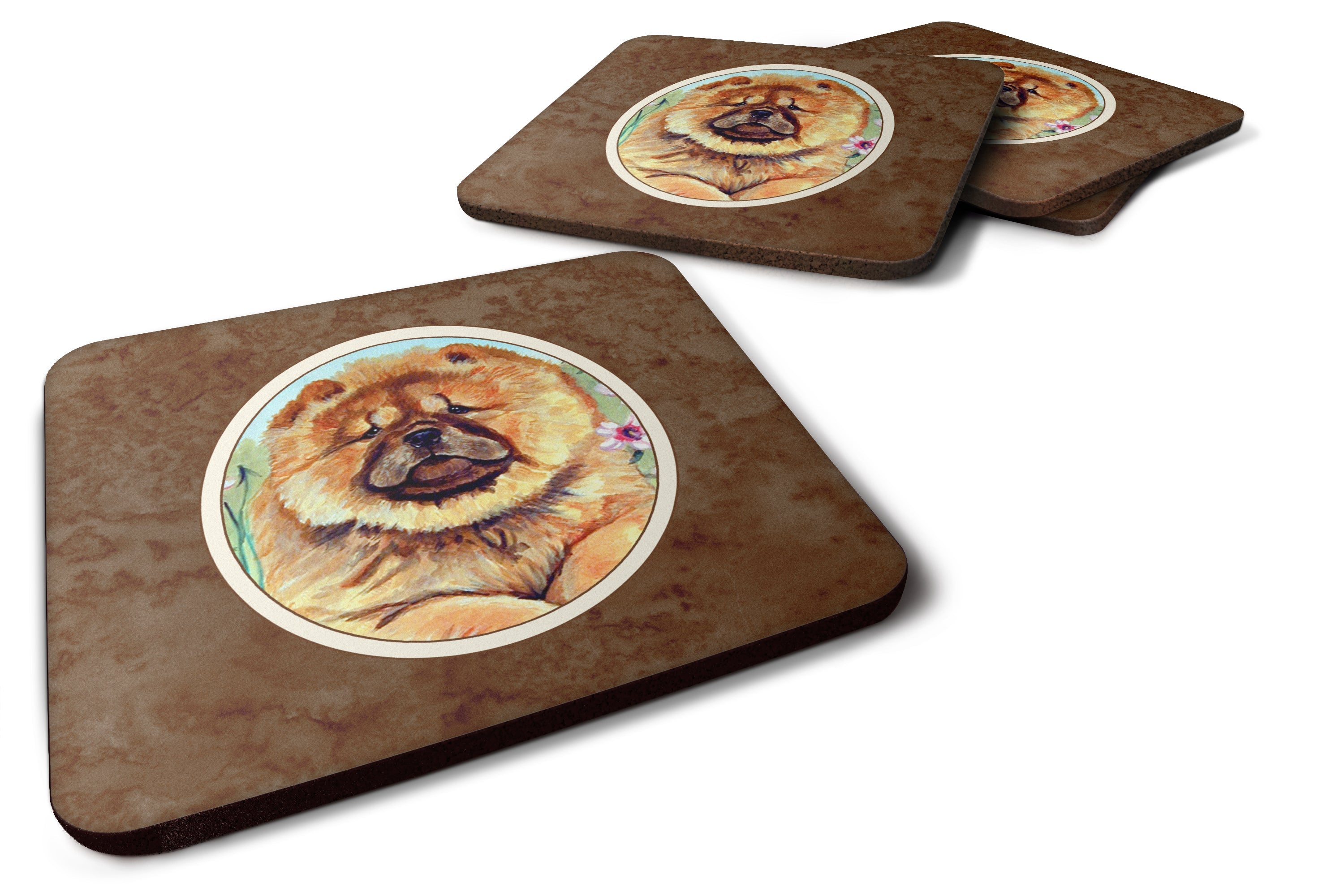 Chow Chow Foam Coasters Set of 4 Cup Coasters for Indoor Outdoor, Tabletop Protection, Anti Slip, Mouse pad Material