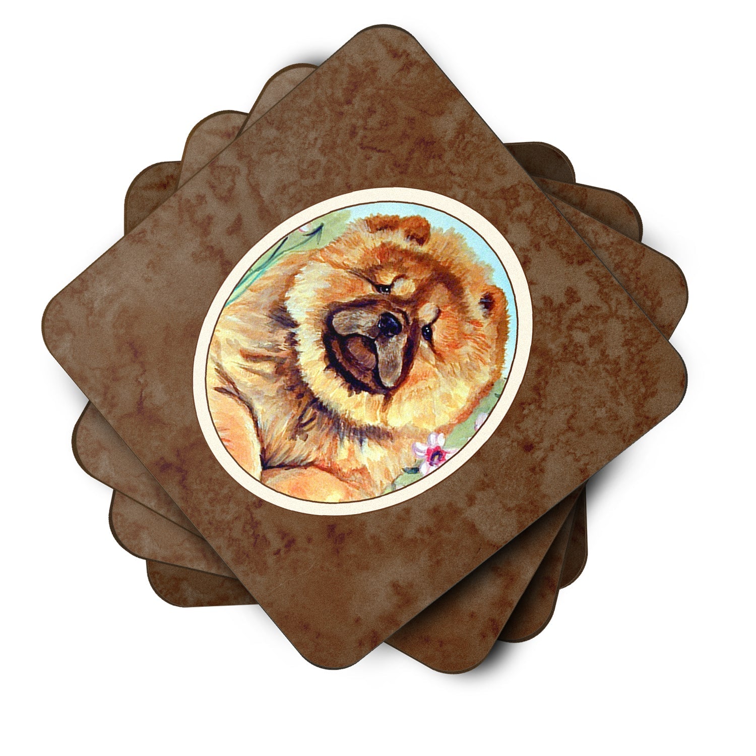 Chow Chow Foam Coasters Set of 4 Cup Coasters for Indoor Outdoor, Tabletop Protection, Anti Slip, Mouse pad Material