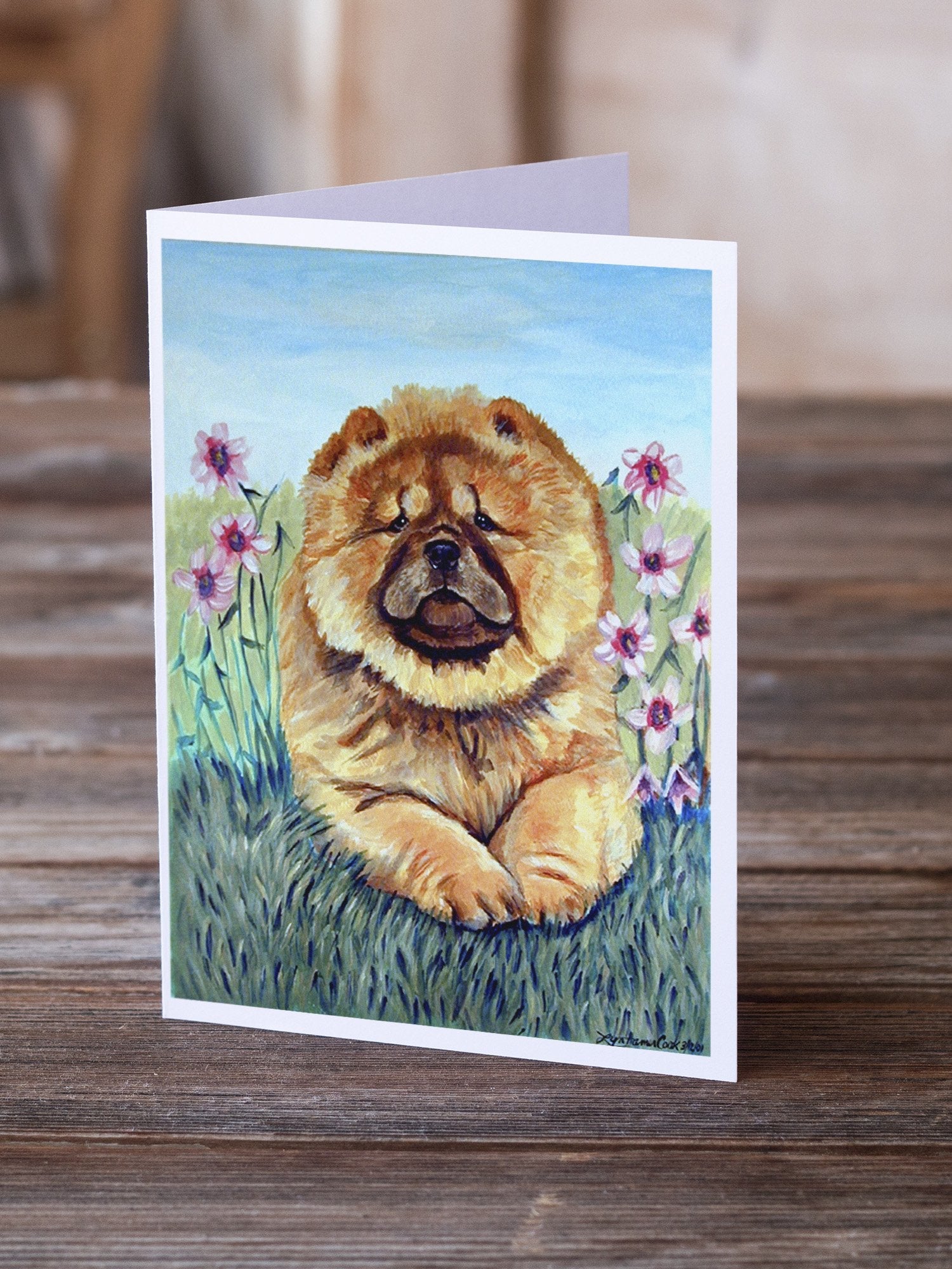 Chow Chow Greeting Cards Pack of 8 Blank Cards with Envelopes Whimsical A7 Size 5x7