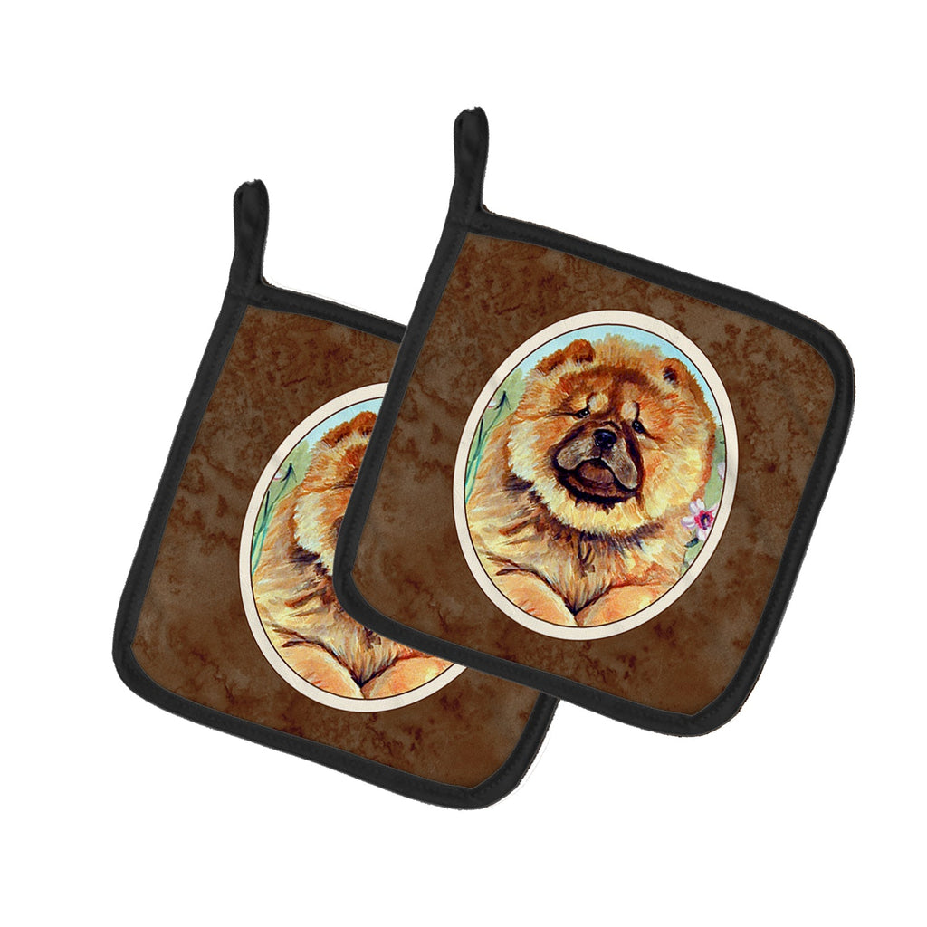 Chow Chow Pot Holder Set of 2 Heat Resistant Quilted Hot Pads 7.5 x 7.5 Inch, Insulated Kitchen Trivets for Cooking & Baking