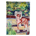 Chinese Crested on the Patio House Flag 28x40 Porch Sleeve Pole Decorative Outside Yard Banner Artwork Wall Hanging, Polyester