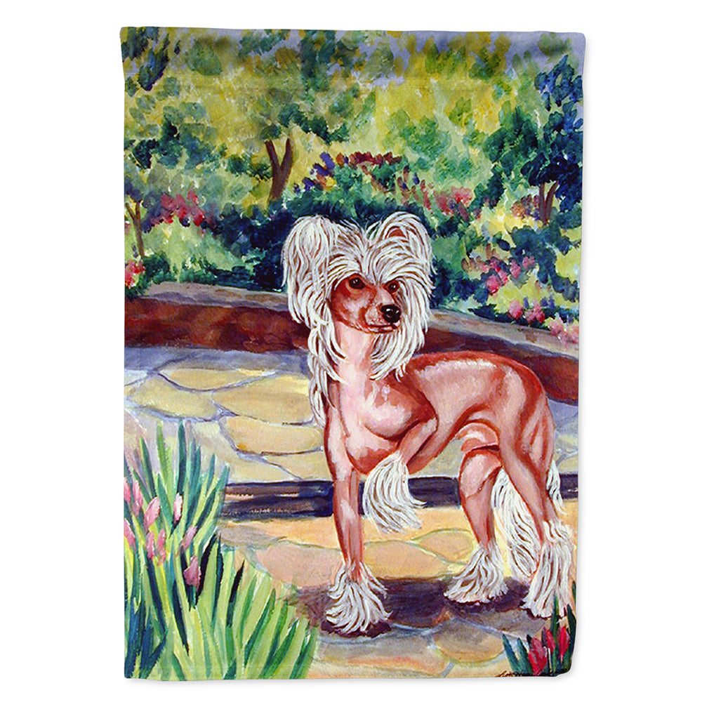 Chinese Crested on the Patio House Flag 28x40 Porch Sleeve Pole Decorative Outside Yard Banner Artwork Wall Hanging, Polyester