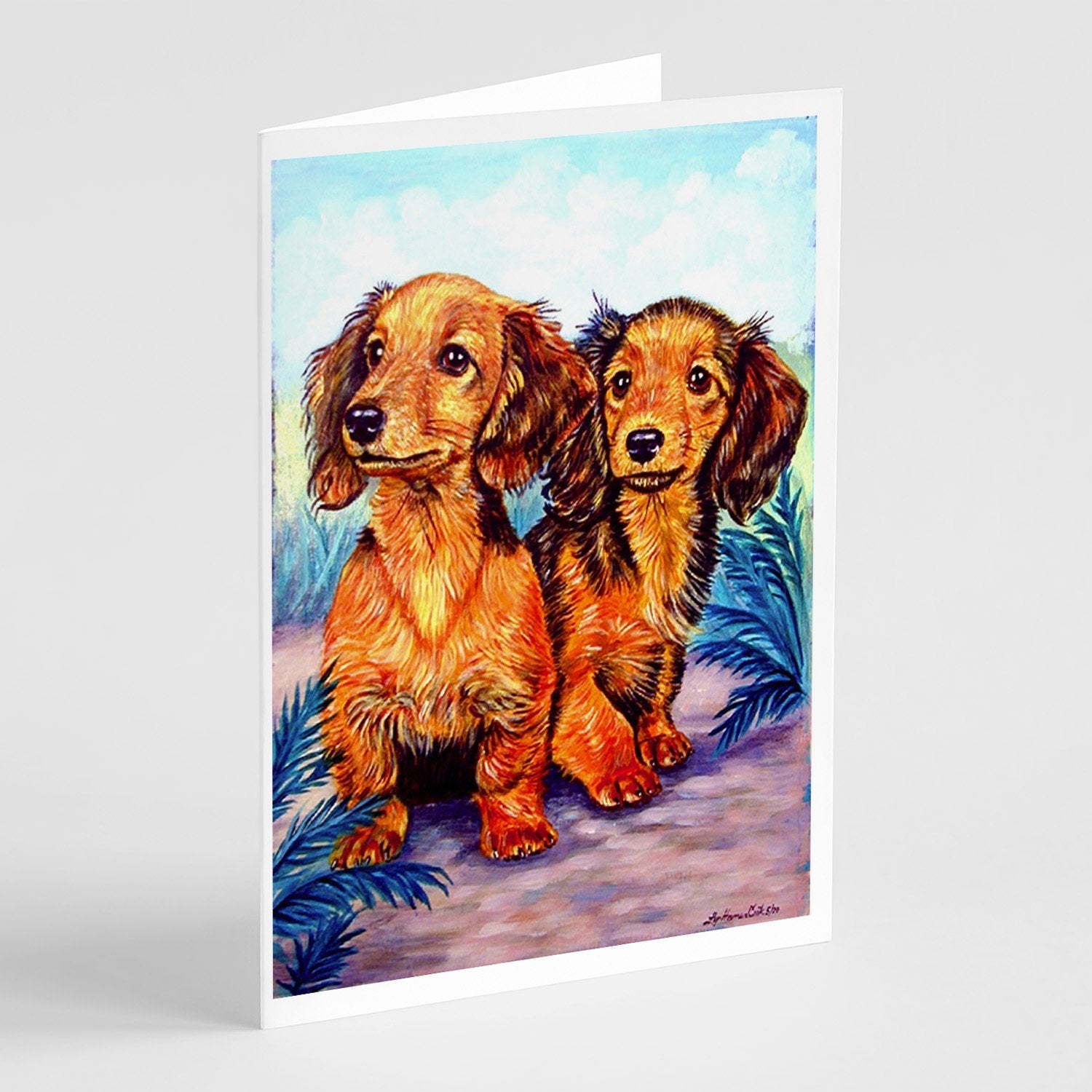 Long Hair Red Dachshund Two Peas Greeting Cards Pack of 8 Blank Cards with Envelopes Whimsical A7 Size 5x7