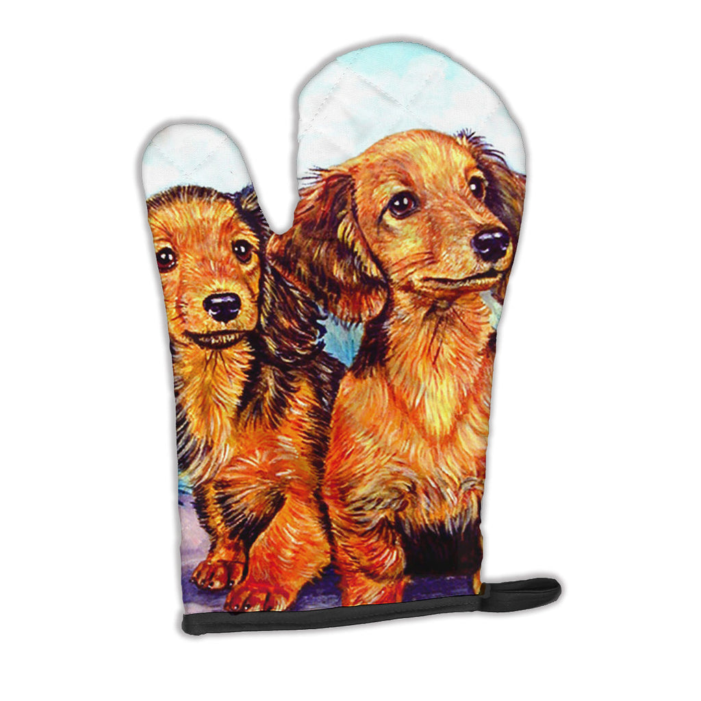 Long Hair Red Dachshund Two Peas Oven Mitt Heat Resistant Thick Oven Mitt for Hot Pans and Oven, Kitchen Mitt Protect Hands, Cooking Baking Glove