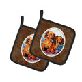 Long Hair Red Dachshund Two Peas Pot Holder Set of 2 Heat Resistant Quilted Hot Pads 7.5 x 7.5 Inch, Insulated Kitchen Trivets for Cooking & Baking