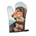 Long Hair Chocolate and Cream Dachshund Oven Mitt Heat Resistant Thick Oven Mitt for Hot Pans and Oven, Kitchen Mitt Protect Hands, Cooking Baking Glove