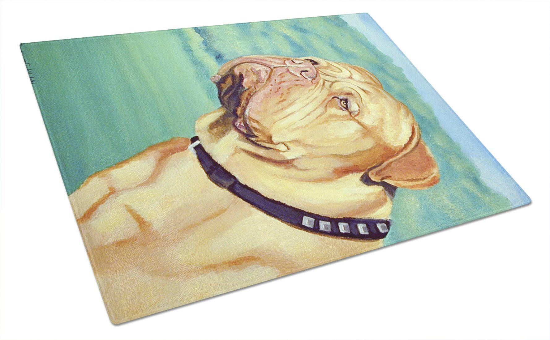 Dogue de Bordeaux Cutting Board Tempered Glass Kitchen Cutting Surface, Heat Resistant Chopping, Non-Slip Feet, Food Prep & Serving