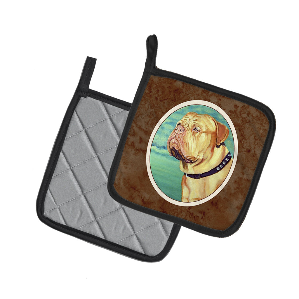 Dogue de Bordeaux Pot Holder Set of 2 Heat Resistant Quilted Hot Pads 7.5 x 7.5 Inch, Insulated Kitchen Trivets for Cooking & Baking