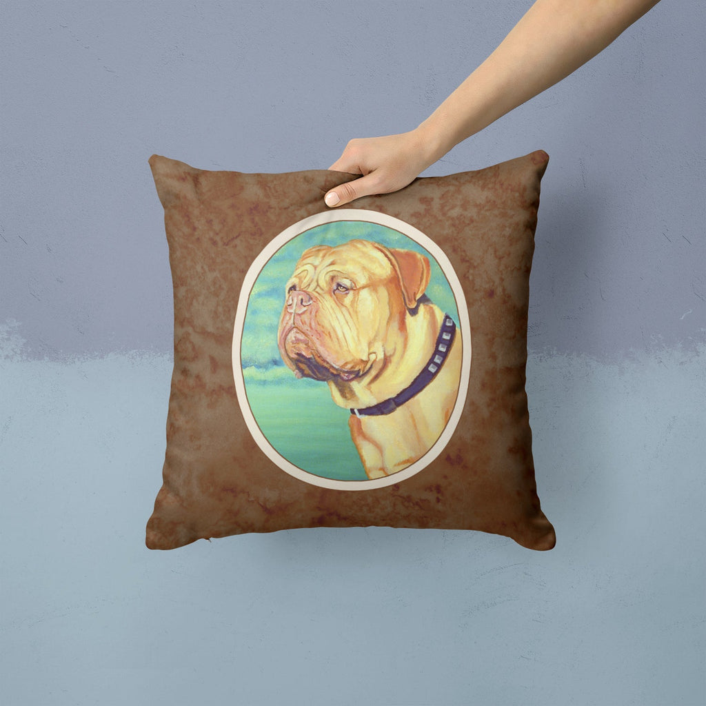 Dogue de Bordeaux Decorative Throw Pillow 14x14 Indoor Outdoor Accent Cushion, Fabric Cover with Insert for Sofa, Bed, Porch & Living Room