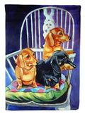 Dachshund Two Red and a Black and Tan House Flag 28x40 Porch Sleeve Pole Decorative Outside Yard Banner Artwork Wall Hanging, Polyester