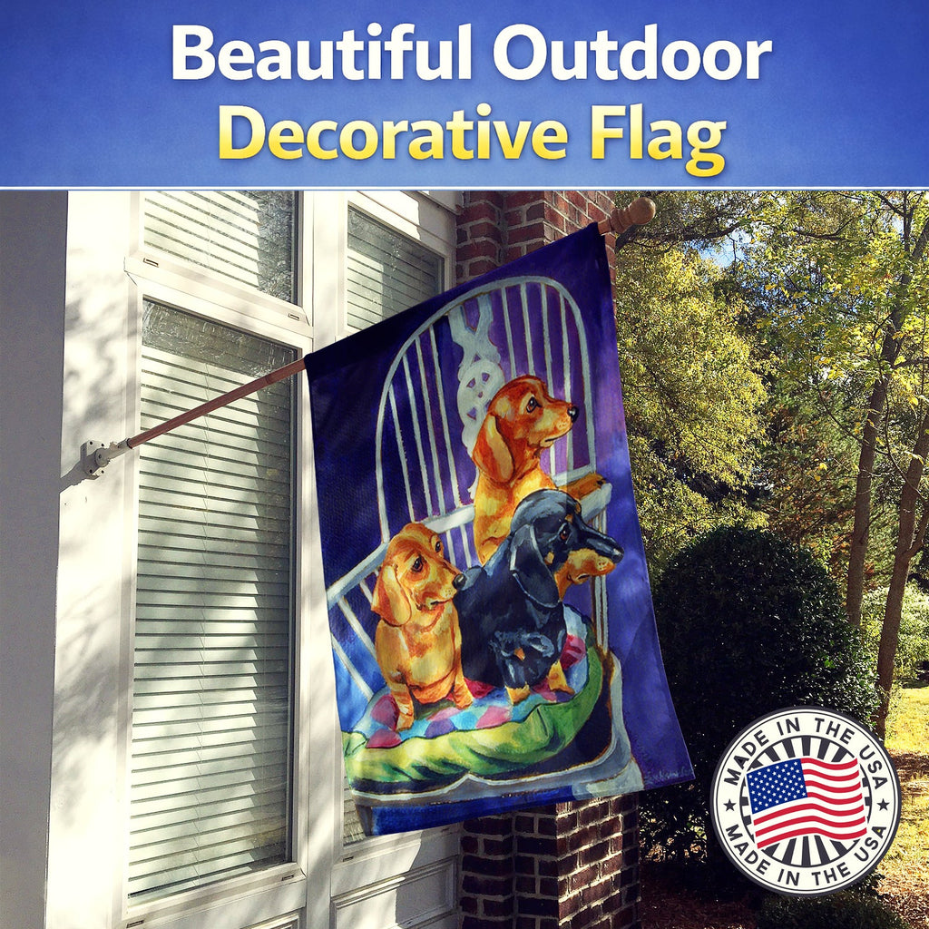 Dachshund Two Red and a Black and Tan House Flag 28x40 Porch Sleeve Pole Decorative Outside Yard Banner Artwork Wall Hanging, Polyester