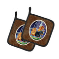 Dachshund Two Red and a Black and Tan Pot Holder Set of 2 Heat Resistant Quilted Hot Pads 7.5 x 7.5 Inch, Insulated Kitchen Trivets for Cooking & Baking