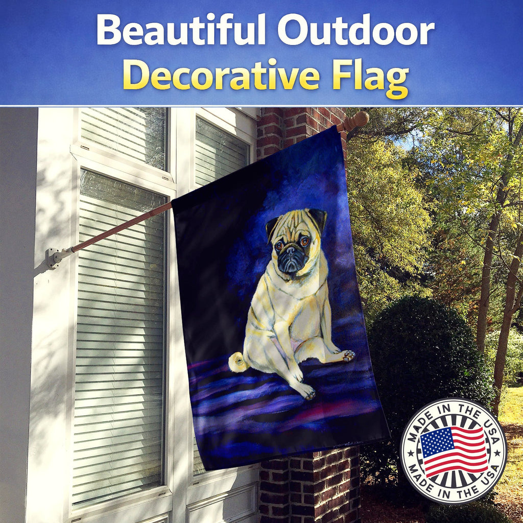 Fawn Pug Penny for your thoughts House Flag 28x40 Porch Sleeve Pole Decorative Outside Yard Banner Artwork Wall Hanging, Polyester