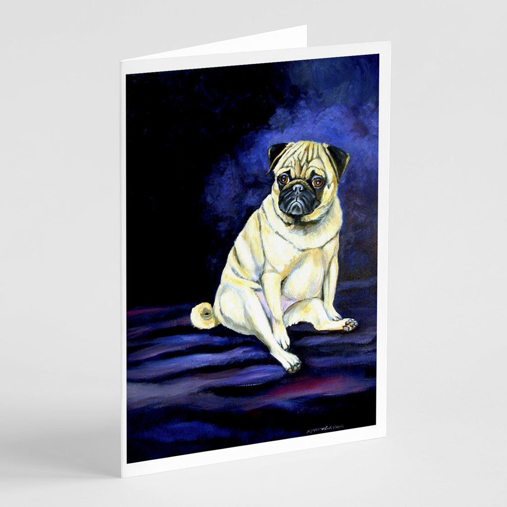Fawn Pug Penny for your thoughts Greeting Cards Pack of 8 Blank Cards with Envelopes Whimsical A7 Size 5x7