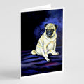 Fawn Pug Penny for your thoughts Greeting Cards Pack of 8 Blank Cards with Envelopes Whimsical A7 Size 5x7