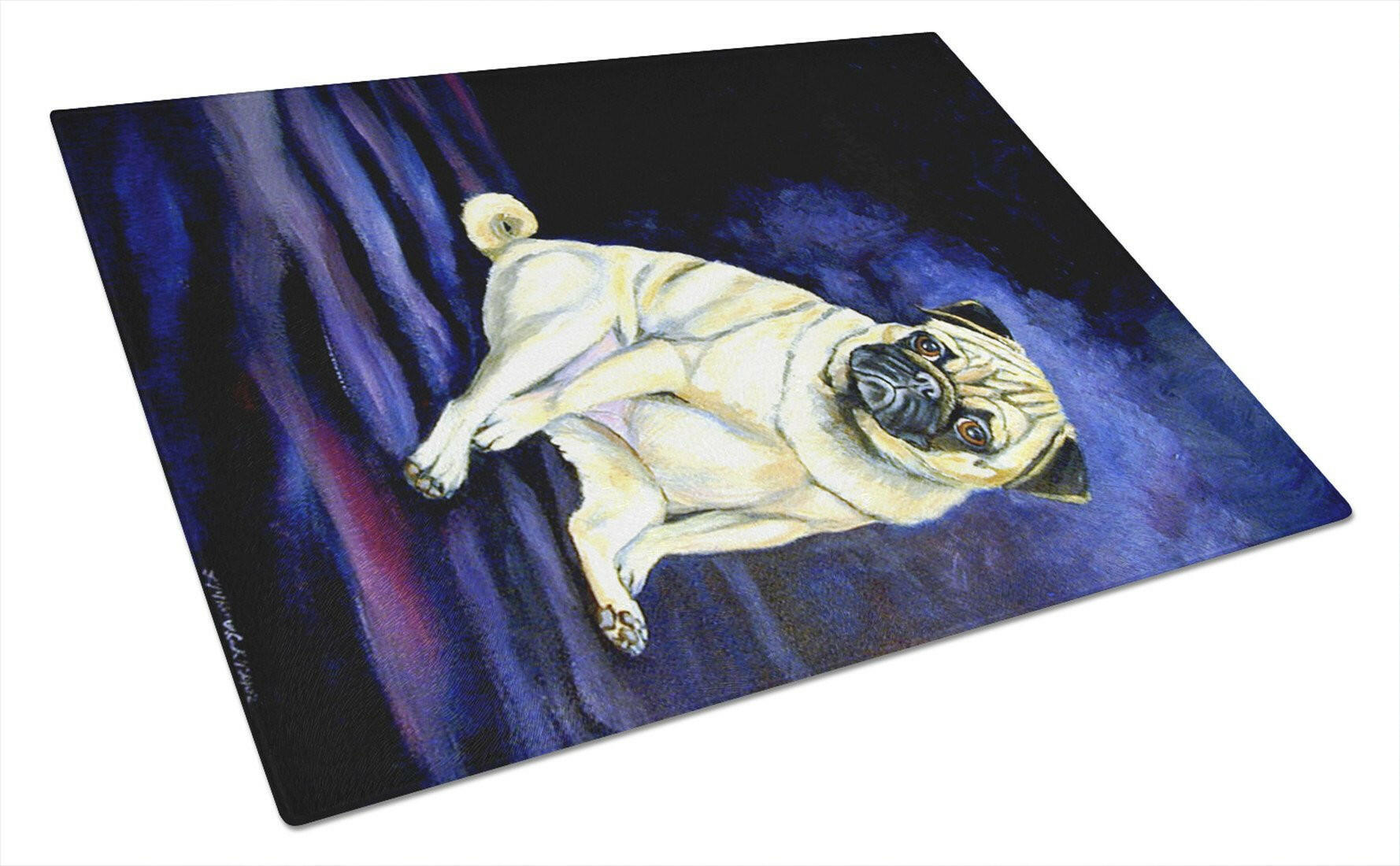 Fawn Pug Penny for your thoughts Cutting Board Tempered Glass Kitchen Cutting Surface, Heat Resistant Chopping, Non-Slip Feet, Food Prep & Serving
