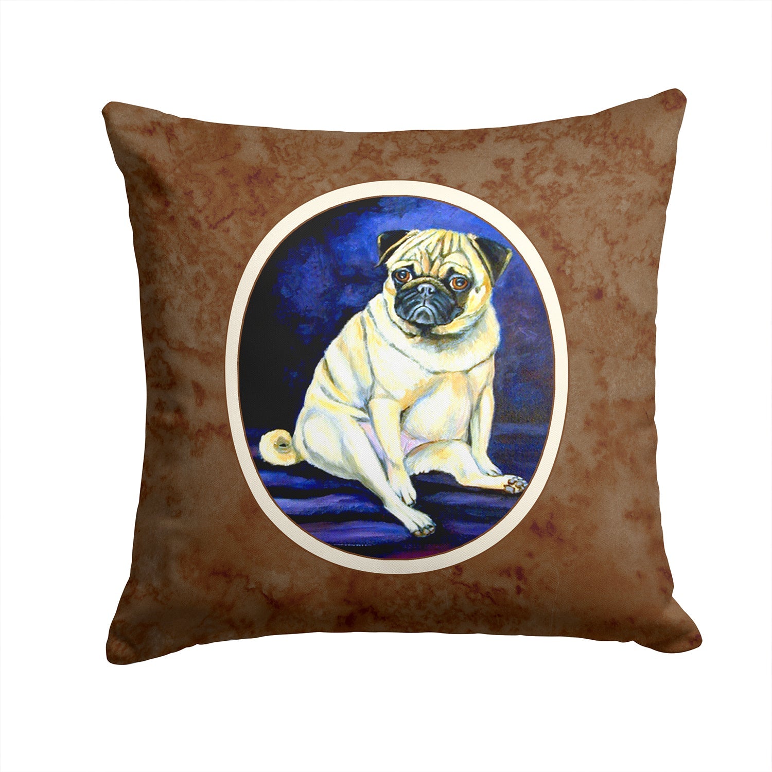 Fawn Pug Penny for your thoughts Decorative Throw Pillow 14x14 Indoor Outdoor Accent Cushion, Fabric Cover with Insert for Sofa, Bed, Porch & Living Room
