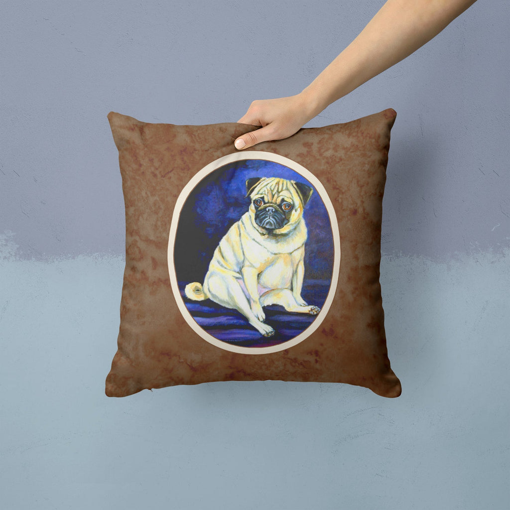 Fawn Pug Penny for your thoughts Decorative Throw Pillow 14x14 Indoor Outdoor Accent Cushion, Fabric Cover with Insert for Sofa, Bed, Porch & Living Room