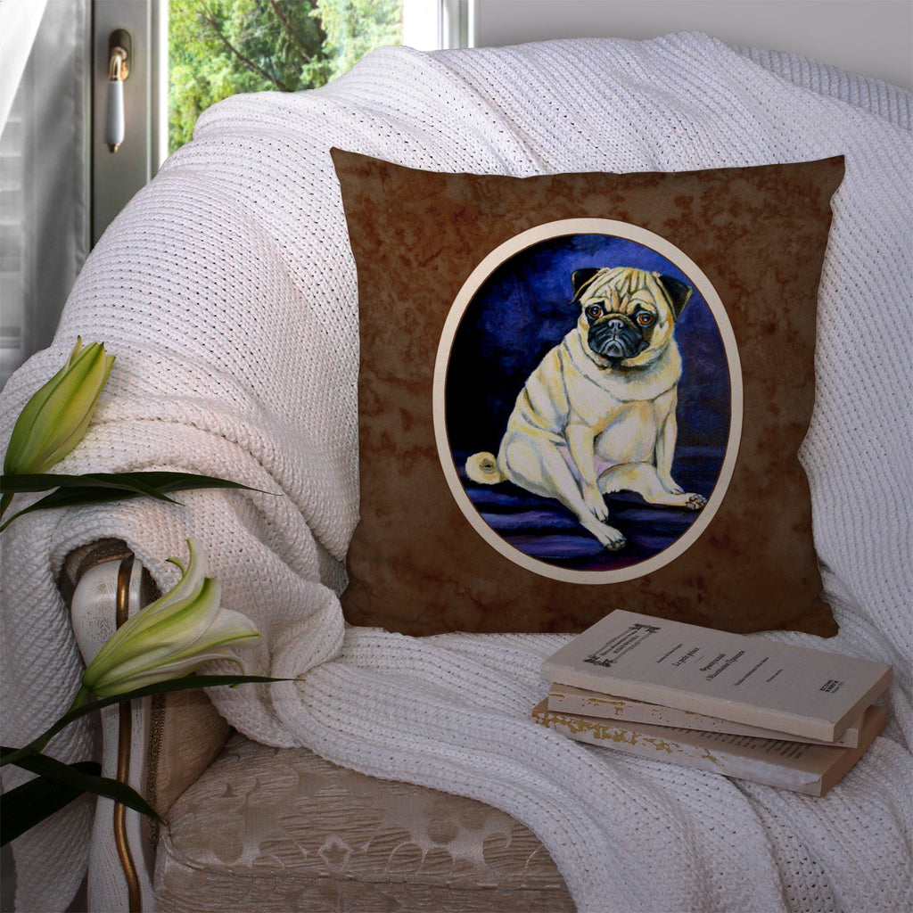 Fawn Pug Penny for your thoughts Decorative Throw Pillow 14x14 Indoor Outdoor Accent Cushion, Fabric Cover with Insert for Sofa, Bed, Porch & Living Room