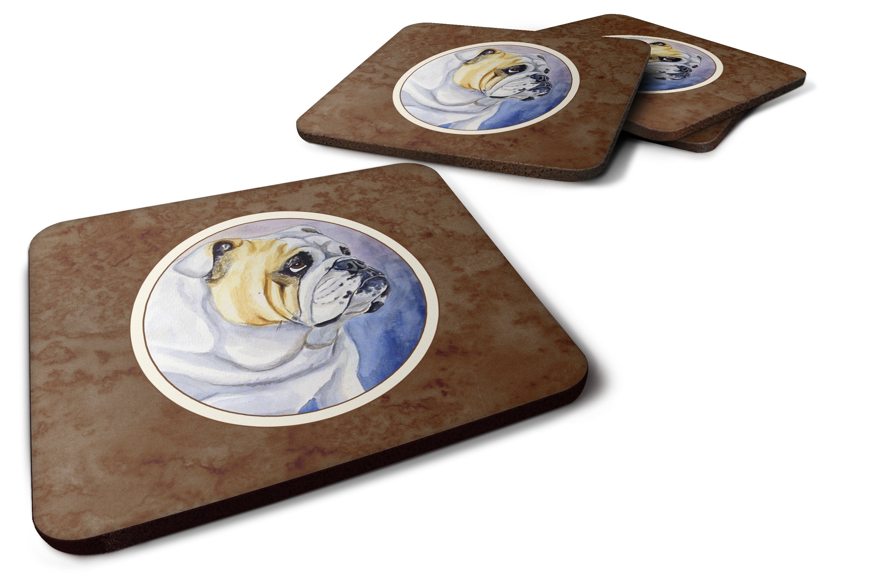 English Bulldog Foam Coasters Set of 4 Cup Coasters for Indoor Outdoor, Tabletop Protection, Anti Slip, Mouse pad Material