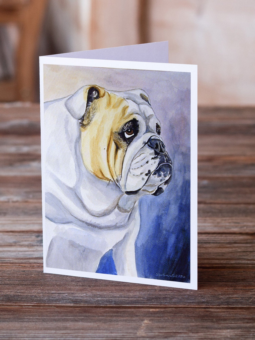 English Bulldog Greeting Cards Pack of 8 Blank Cards with Envelopes Whimsical A7 Size 5x7