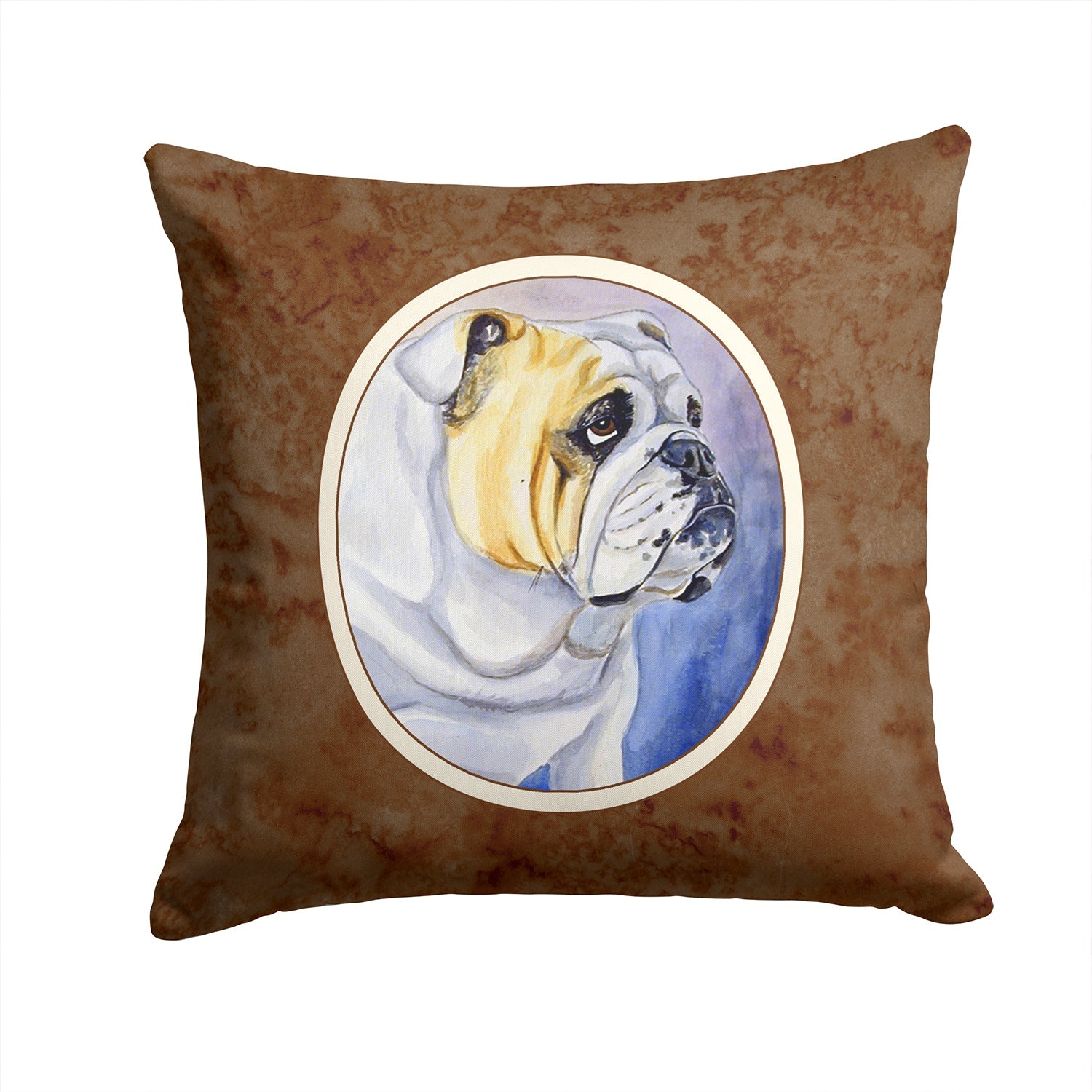 English Bulldog Decorative Throw Pillow 14x14 Indoor Outdoor Accent Cushion, Fabric Cover with Insert for Sofa, Bed, Porch & Living Room