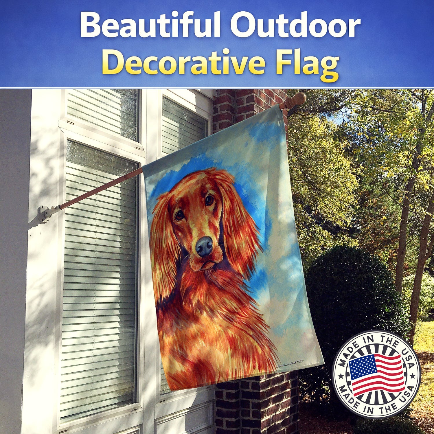 Irish Setter House Flag 28x40 Porch Sleeve Pole Decorative Outside Yard Banner Artwork Wall Hanging, Polyester