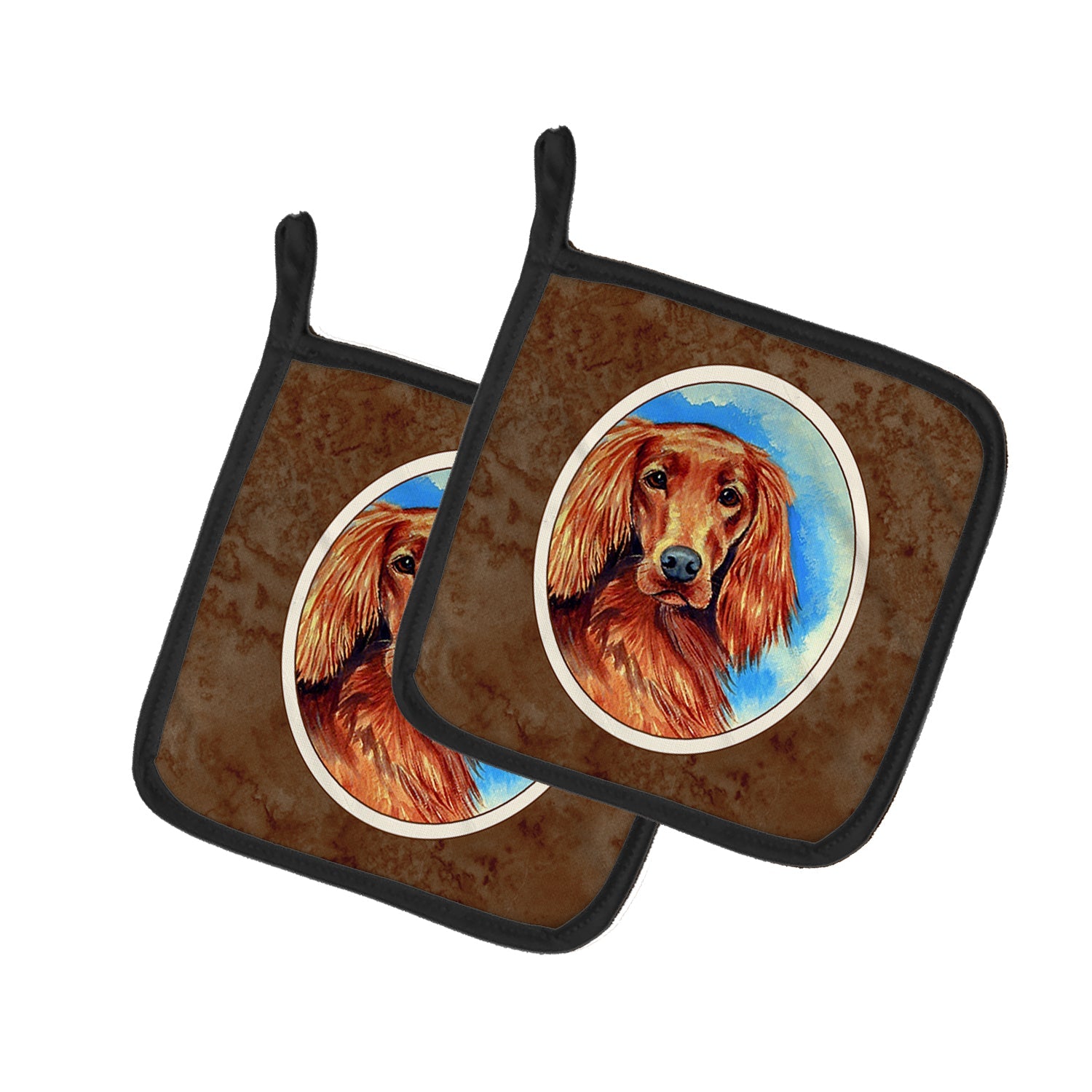 Irish Setter Pot Holder Set of 2 Heat Resistant Quilted Hot Pads 7.5 x 7.5 Inch, Insulated Kitchen Trivets for Cooking & Baking
