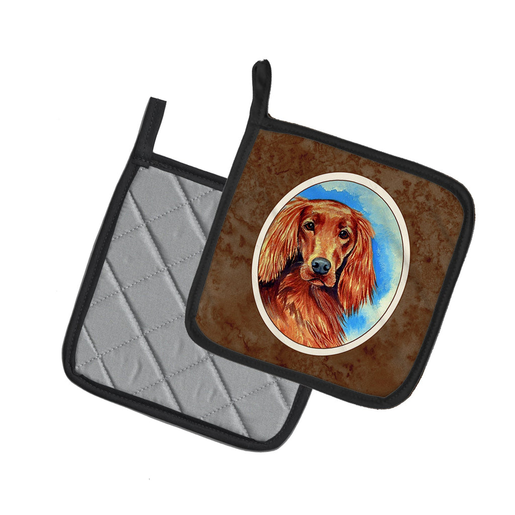 Irish Setter Pot Holder Set of 2 Heat Resistant Quilted Hot Pads 7.5 x 7.5 Inch, Insulated Kitchen Trivets for Cooking & Baking