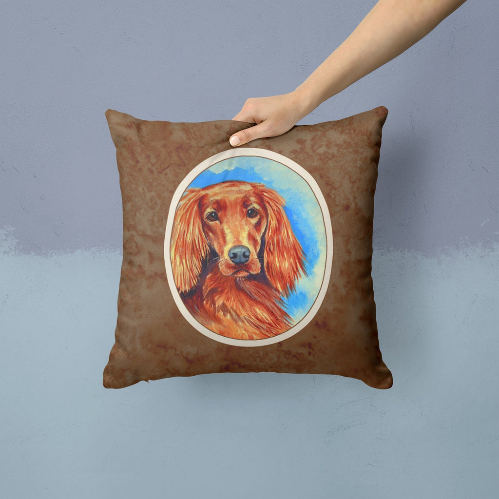 Irish Setter Decorative Throw Pillow 14x14 Indoor Outdoor Accent Cushion, Fabric Cover with Insert for Sofa, Bed, Porch & Living Room
