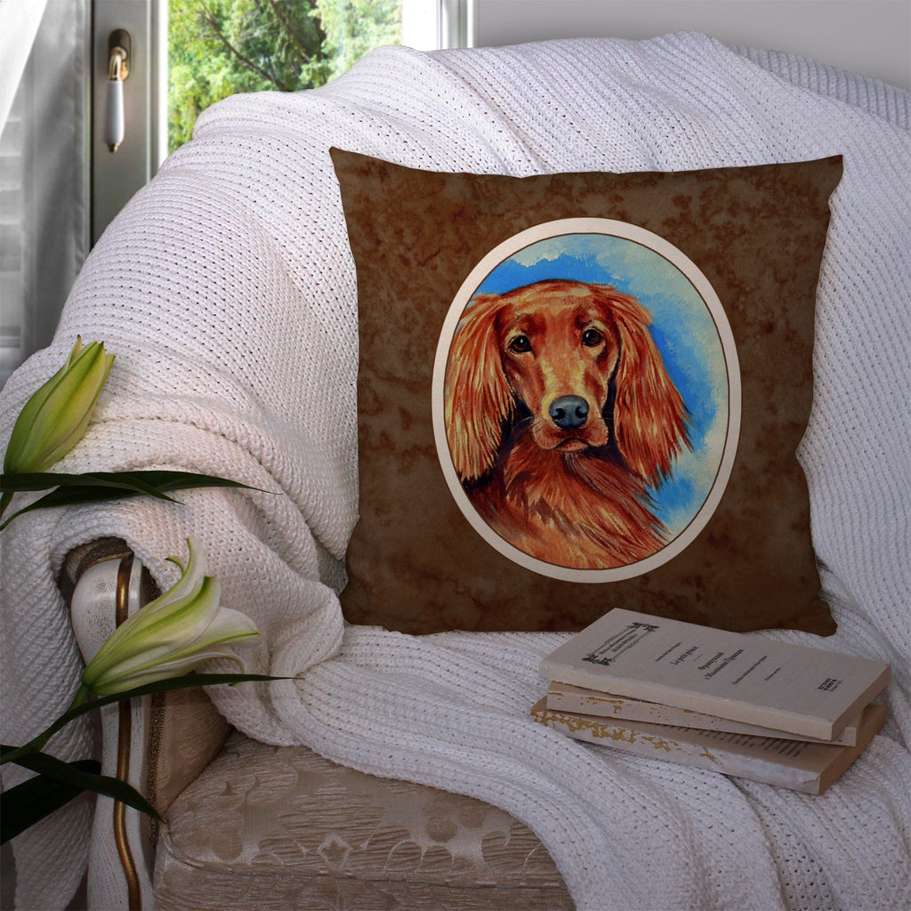 Irish Setter Decorative Throw Pillow 14x14 Indoor Outdoor Accent Cushion, Fabric Cover with Insert for Sofa, Bed, Porch & Living Room