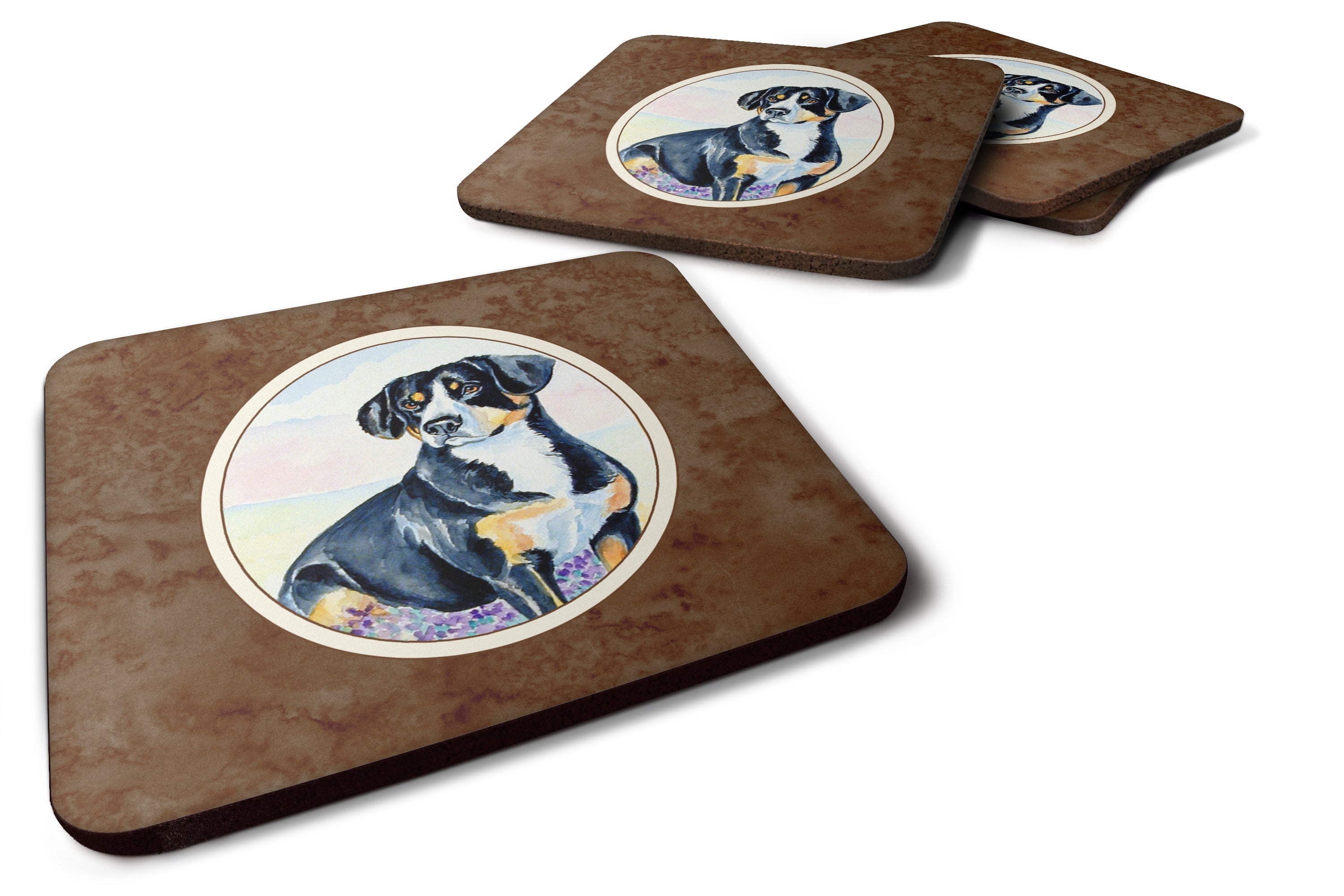 Entlebucher Mountain Dog Foam Coasters Set of 4 Cup Coasters for Indoor Outdoor, Tabletop Protection, Anti Slip, Mouse pad Material