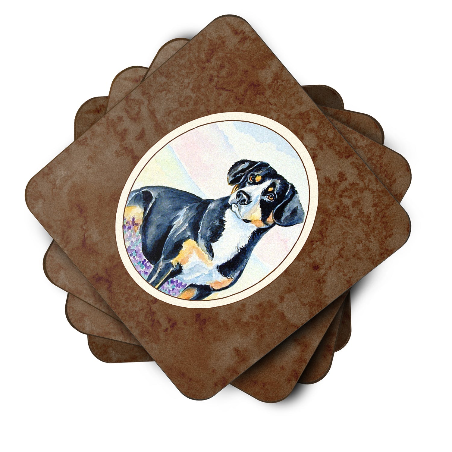 Entlebucher Mountain Dog Foam Coasters Set of 4 Cup Coasters for Indoor Outdoor, Tabletop Protection, Anti Slip, Mouse pad Material