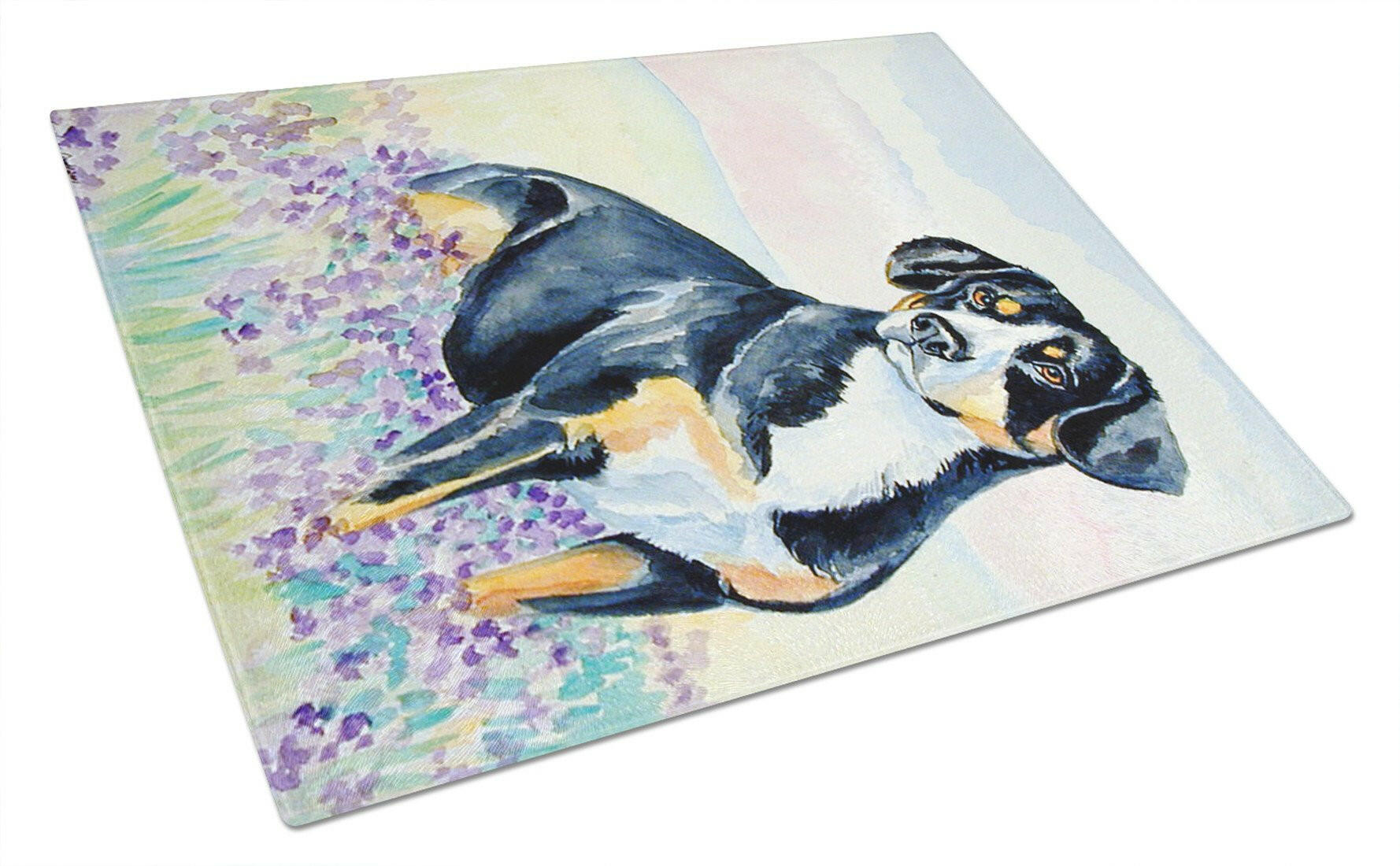 Entlebucher Mountain Dog Cutting Board Tempered Glass Kitchen Cutting Surface, Heat Resistant Chopping, Non-Slip Feet, Food Prep & Serving