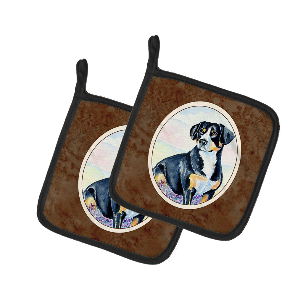 Entlebucher Mountain Dog Pot Holder Set of 2 Heat Resistant Quilted Hot Pads 7.5 x 7.5 Inch, Insulated Kitchen Trivets for Cooking & Baking